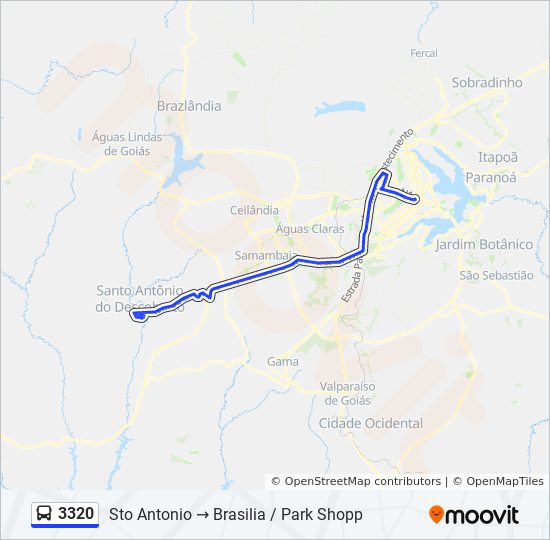 Mapa da linha 3320 de ônibus