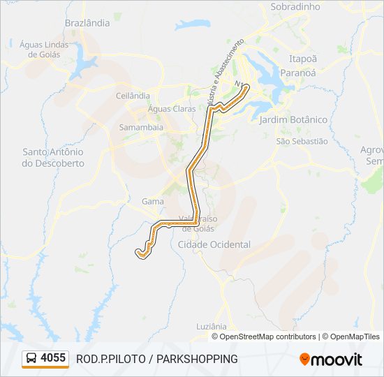 Mapa da linha 4055 de ônibus