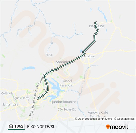 Mapa da linha 1062 de ônibus