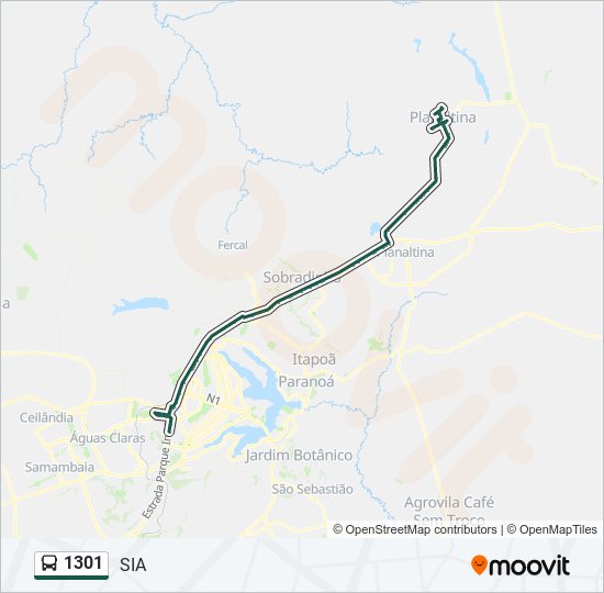 Mapa da linha 1301 de ônibus