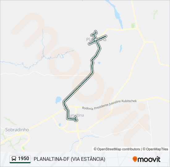 Mapa da linha 1950 de ônibus