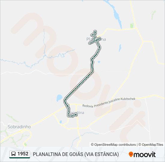 Mapa da linha 1952 de ônibus