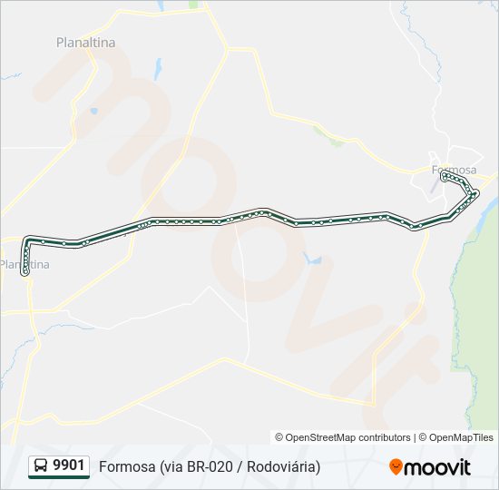 Mapa da linha 9901 de ônibus