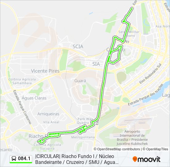 Mapa da linha 084.1 de ônibus