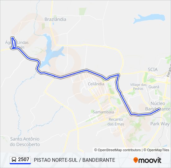Mapa da linha 2507 de ônibus