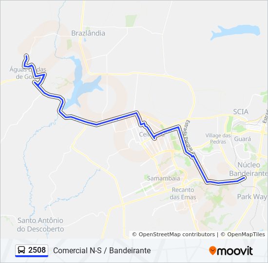 Mapa da linha 2508 de ônibus