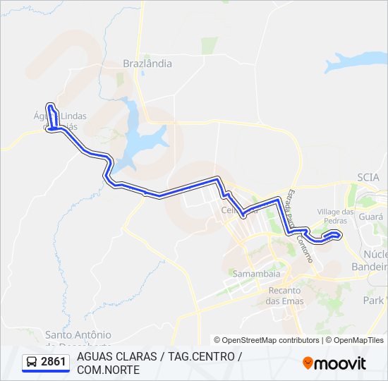 Mapa da linha 2861 de ônibus