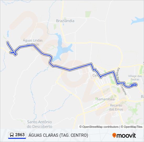 Mapa da linha 2863 de ônibus