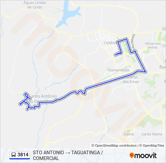Mapa da linha 3814 de ônibus