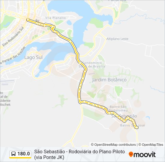 Mapa da linha 180.0 de ônibus