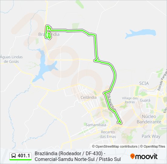Mapa da linha 401.1 de ônibus