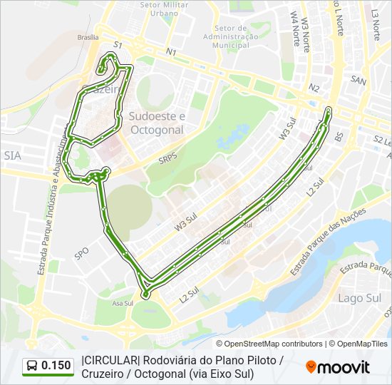Mapa da linha 0.150 de ônibus