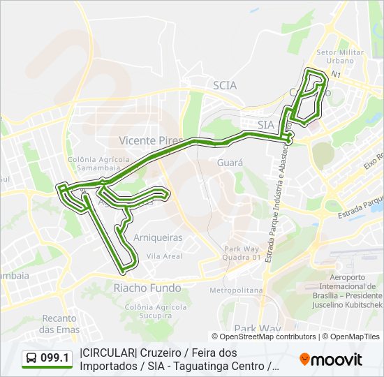 Mapa da linha 099.1 de ônibus