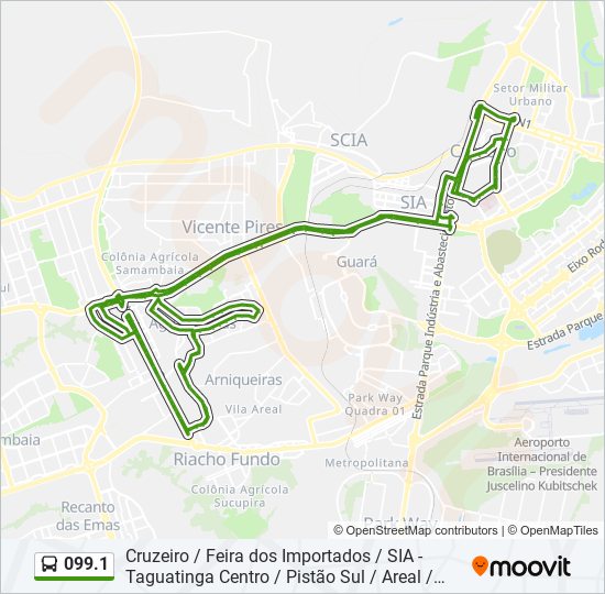 Rota da linha 162501: horários, paradas e mapas - Aguas Claras X Aeroporto  (C.A) (Atualizado)