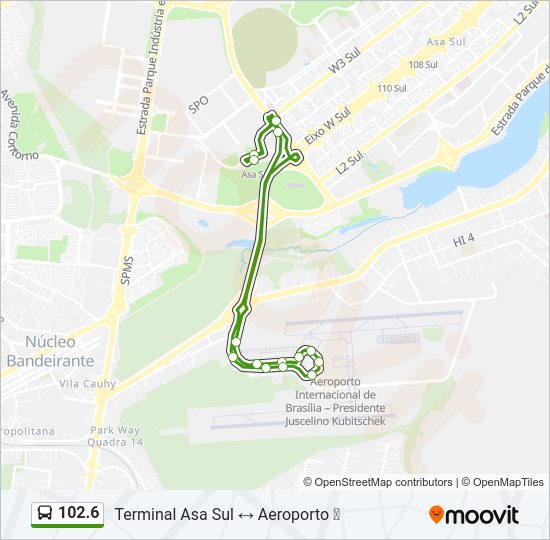 Mapa da linha 102.6 de ônibus