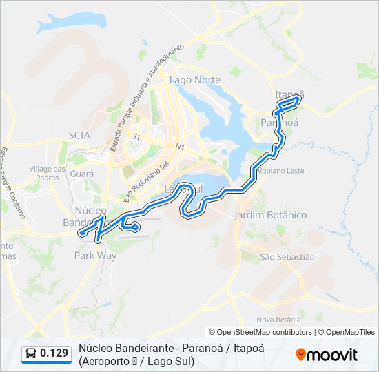 Mapa da linha 0.129 de ônibus