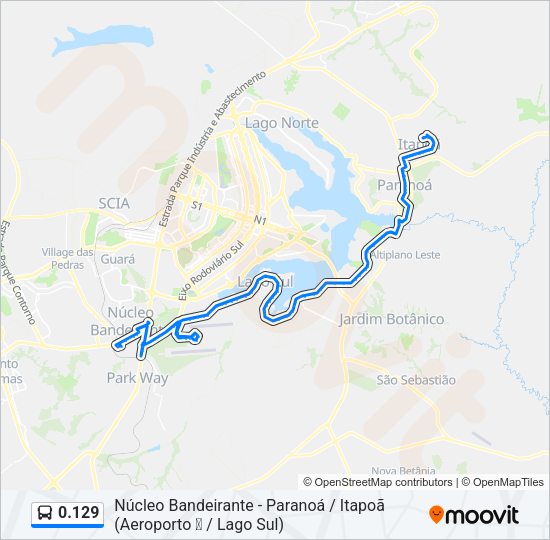 Mapa da linha 0.129 de ônibus