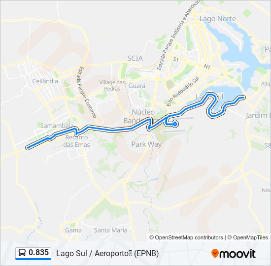 Mapa da linha 0.835 de ônibus