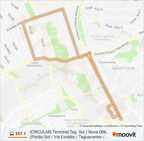 Mapa da linha 357.1 de ônibus