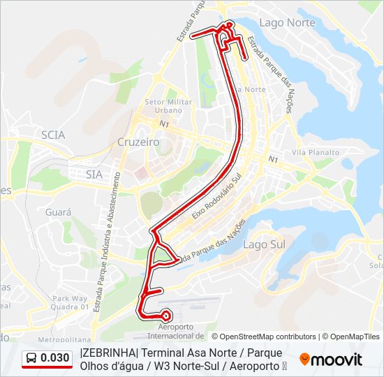 Mapa da linha 0.030 de ônibus