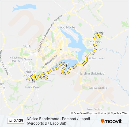 Mapa da linha 0.129 de ônibus