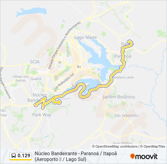 Mapa da linha 0.129 de ônibus