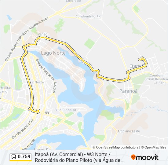 Mapa da linha 0.759 de ônibus