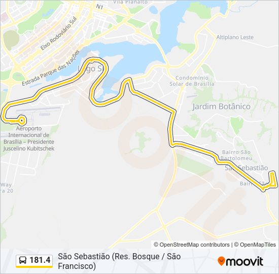 Mapa da linha 181.4 de ônibus