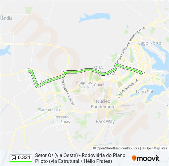 Mapa da linha 0.331 de ônibus
