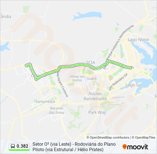 Mapa da linha 0.382 de ônibus