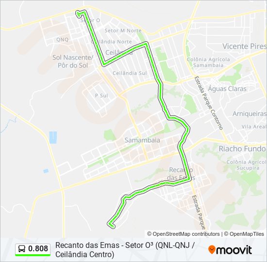 Mapa da linha 0.808 de ônibus