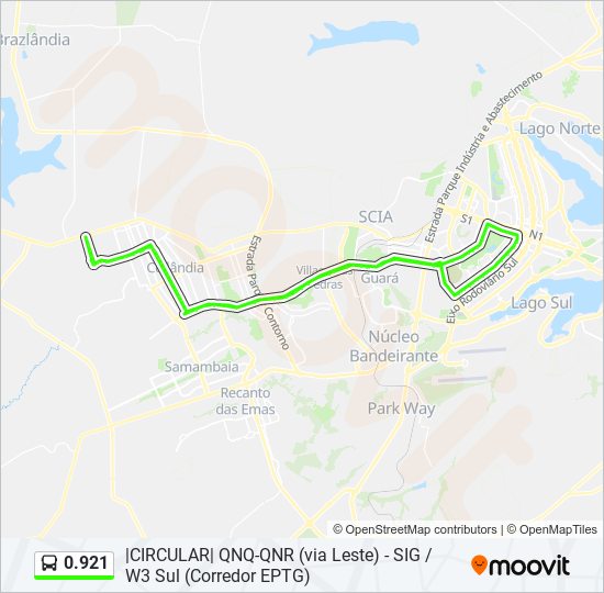 Mapa da linha 0.921 de ônibus