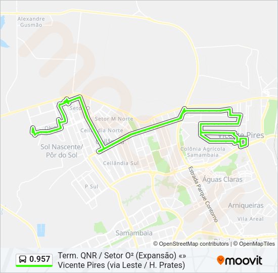 Mapa da linha 0.957 de ônibus