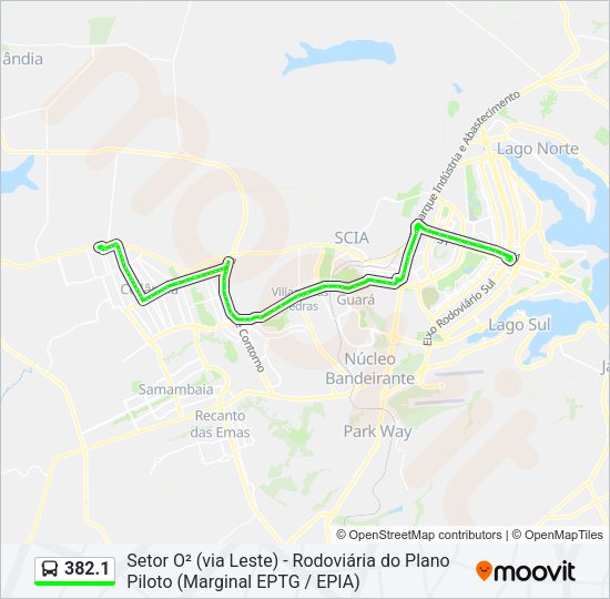 Mapa da linha 382.1 de ônibus