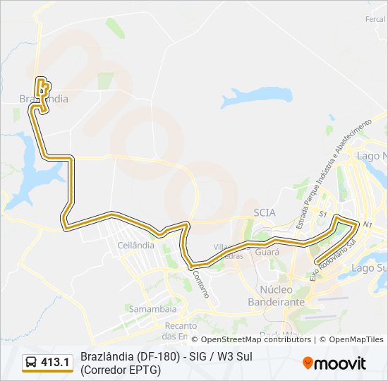 Mapa da linha 413.1 de ônibus