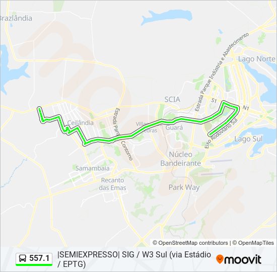 Mapa de 557.1 de autobús