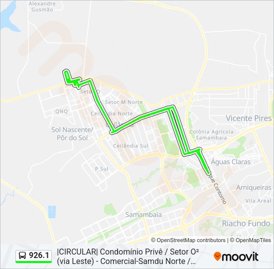 Mapa da linha 926.1 de ônibus