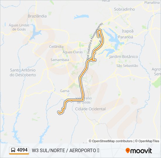 Mapa da linha 4094 de ônibus