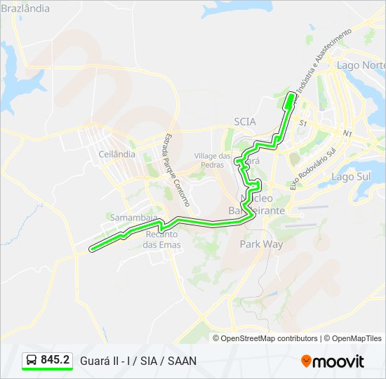 Mapa da linha 845.2 de ônibus