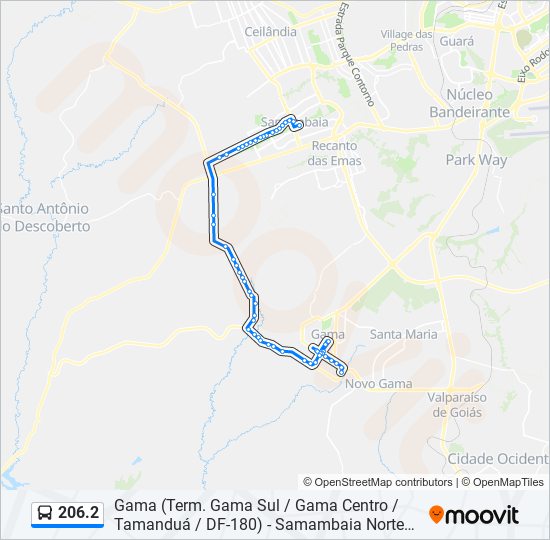 Mapa da linha 206.2 de ônibus