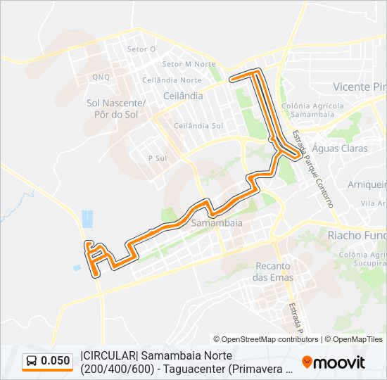Mapa da linha 0.050 de ônibus