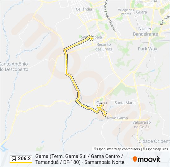 Mapa da linha 206.2 de ônibus