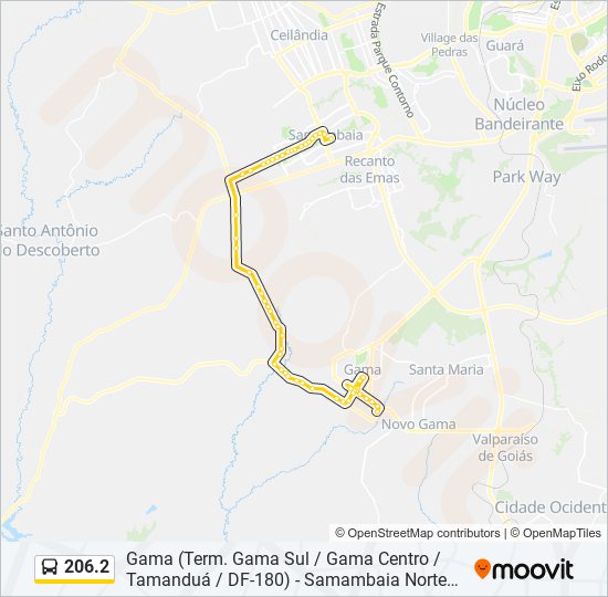 Mapa da linha 206.2 de ônibus