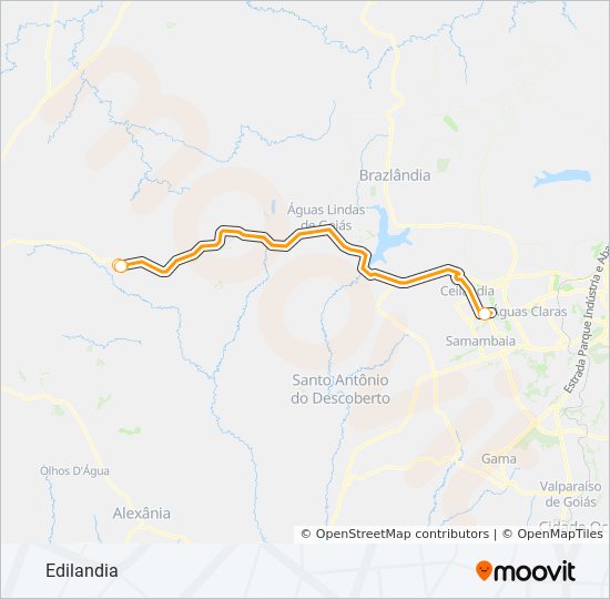 TAGUATINGA (DF) - EDILANDIA ( GO) bus Line Map