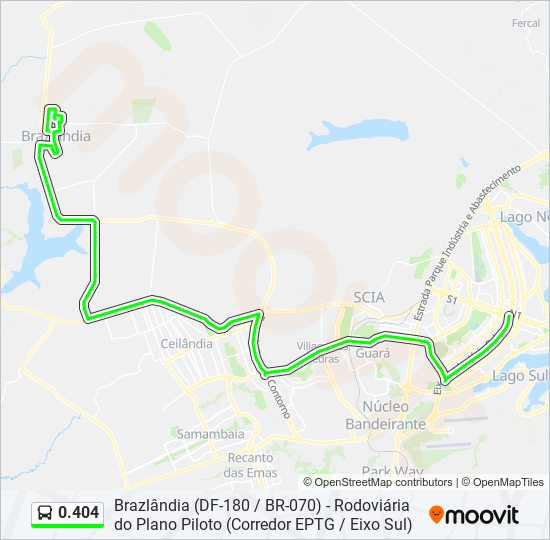 Mapa da linha 0.404 de ônibus