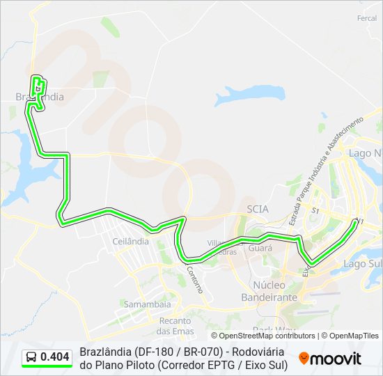 Mapa da linha 0.404 de ônibus