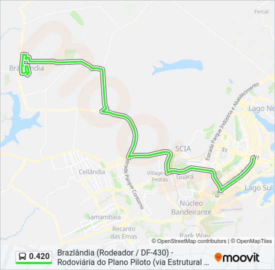 Mapa da linha 0.420 de ônibus