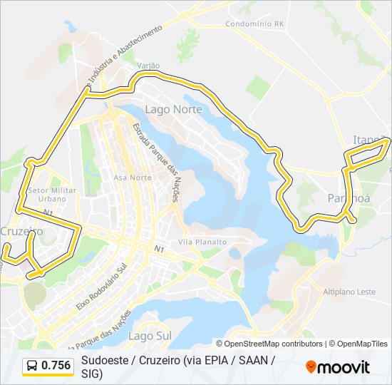 Mapa da linha 0.756 de ônibus