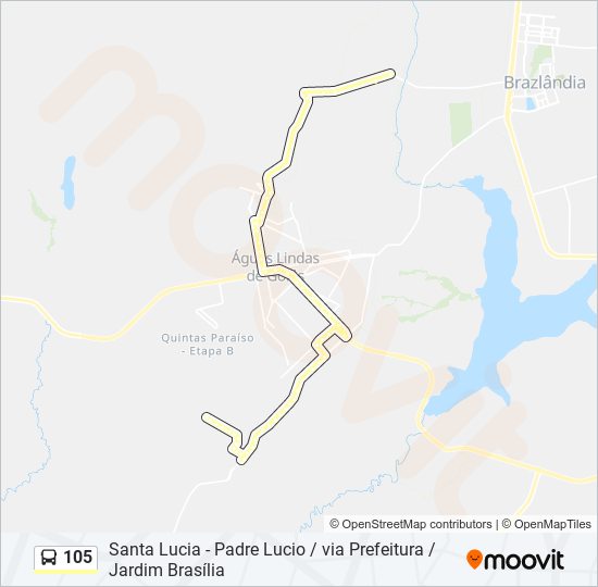 Mapa da linha 105 de ônibus