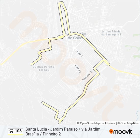 Mapa da linha 103 de ônibus